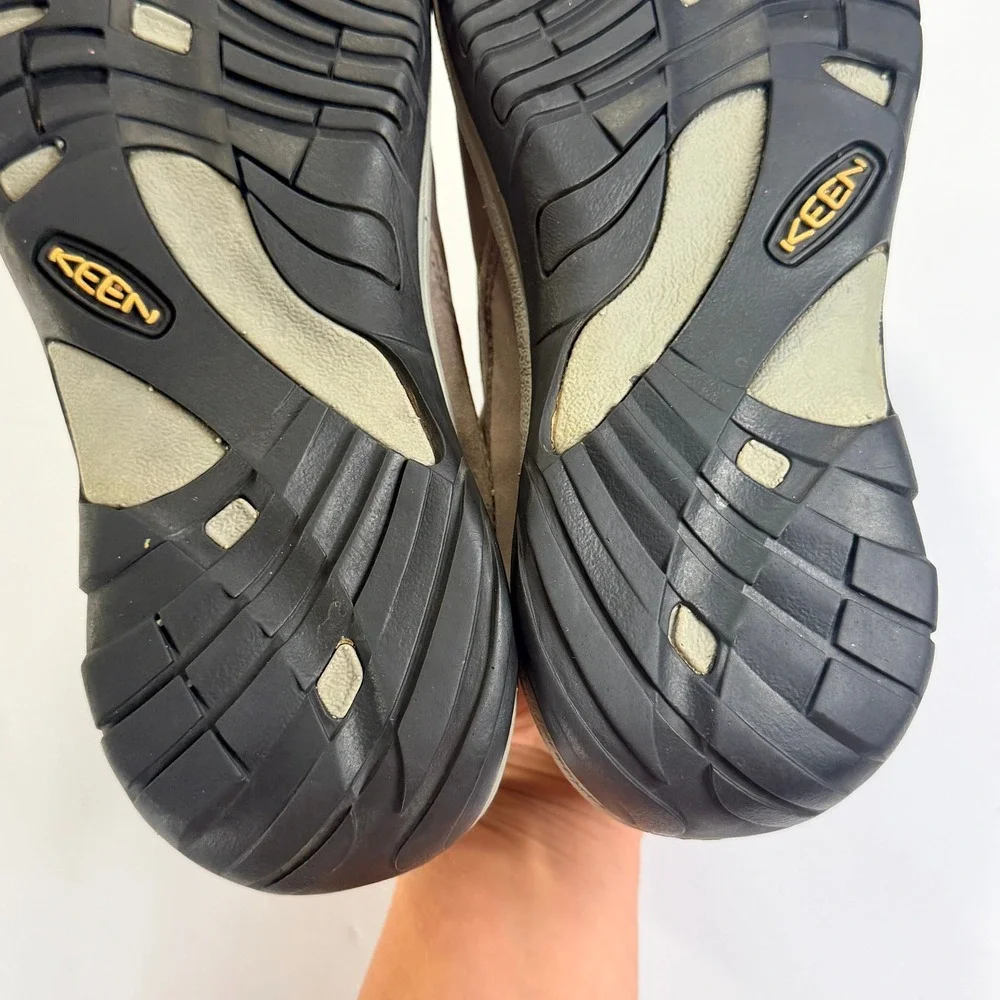 Keen Toyah Shoe Womens 9 Grey Brown Leather Walking Hiking Comfort Trail Outdoor